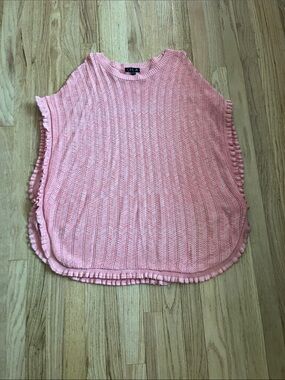 Pink chevron style knit poncho sweater